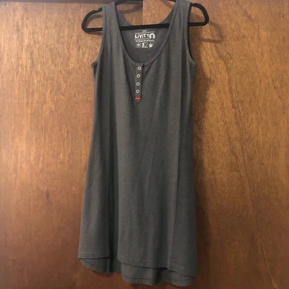 LiViTY Dark Gray (Black) Sleeveless Tee Shirt Dress - Picture 2 of 10